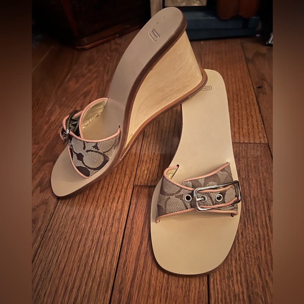 Coach y2k CHUNKY WOODEN HEEL SANDALS
